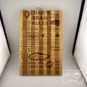 Braai Rules Cutting Board Personalised Name
